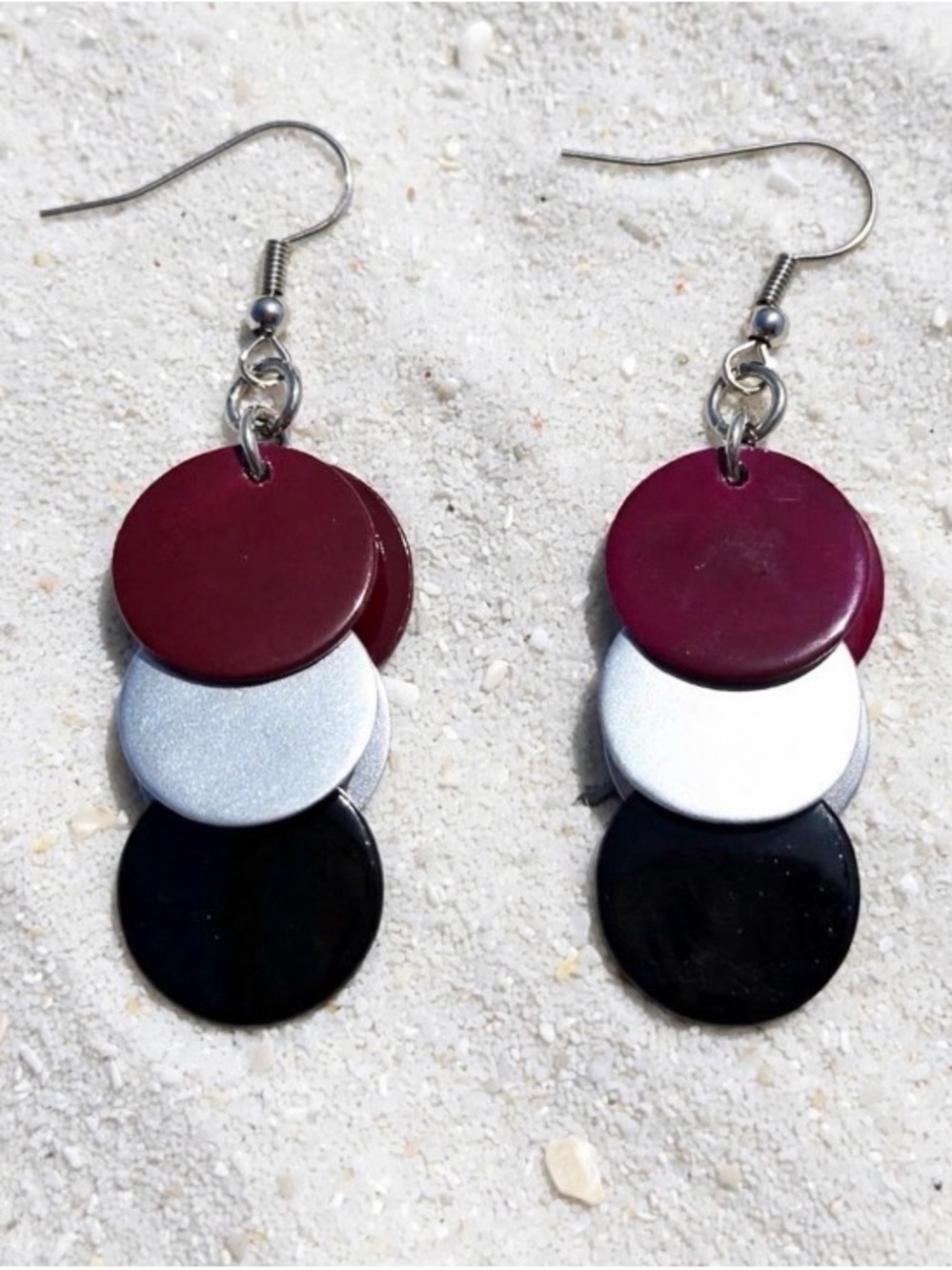 Painted Capiz Shell Triple-Disc Dangle Earrings